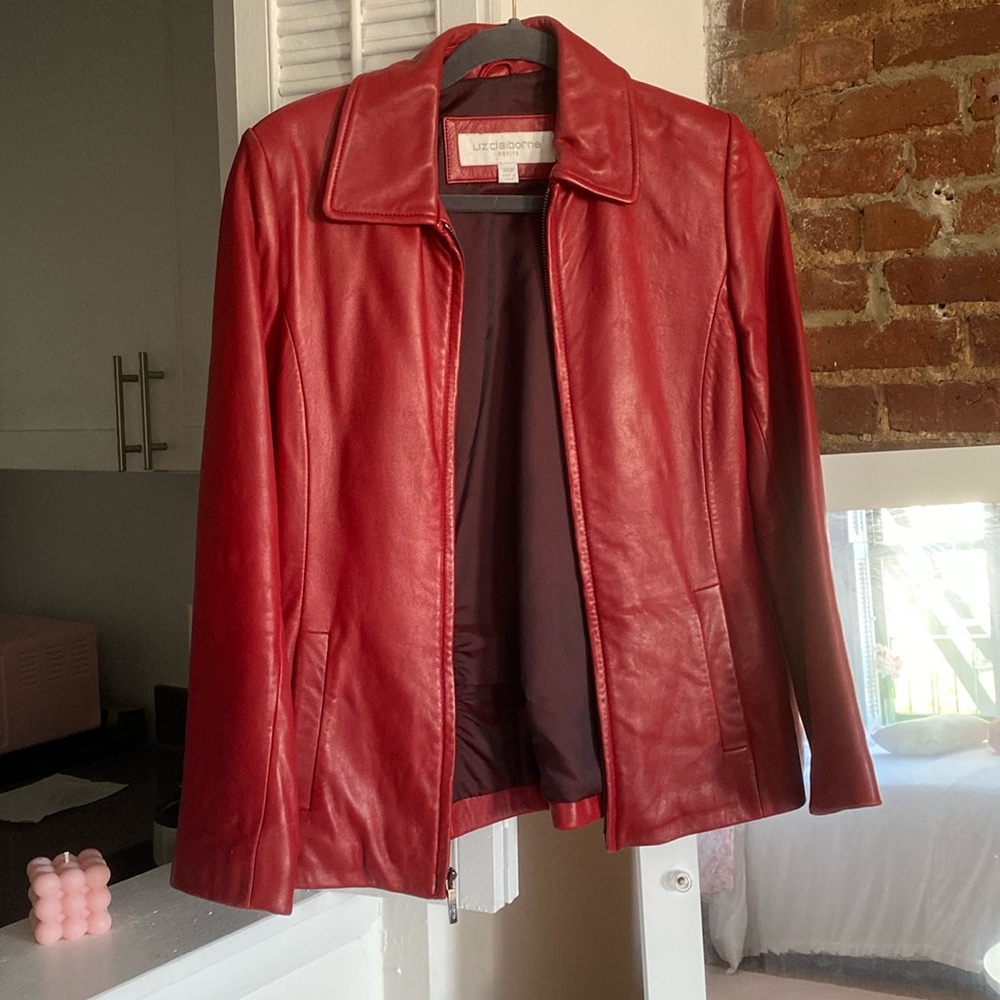 Liz Claiborne Maroon Leather Jacket